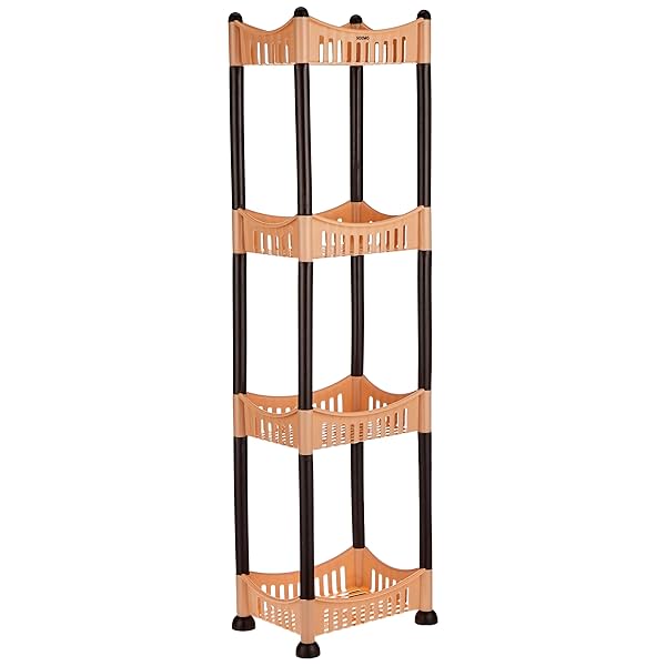 Image of Amazon Brand - Solimo Four-Tier Multipurpose Plastic Rack for Kitchen.