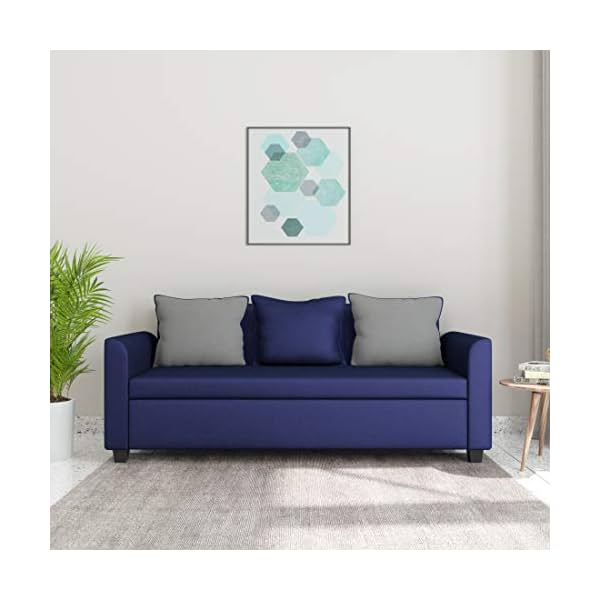 Image of Amazon Brand - Solimo Nigella Fabric 3 Seater Sofa (Blue)