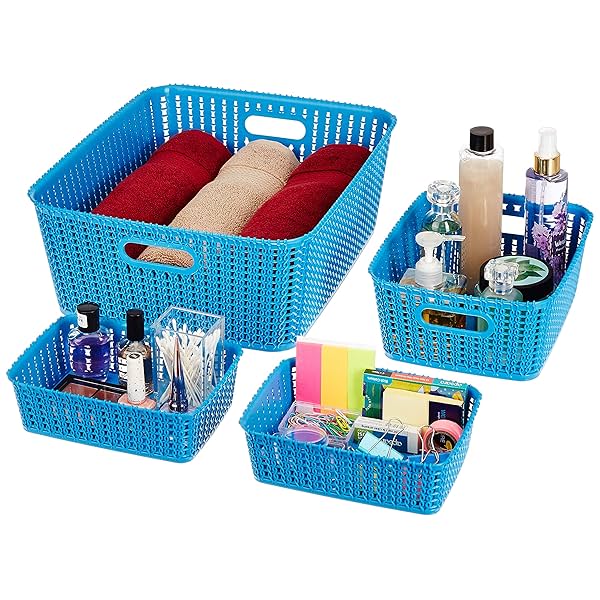 Image of Amazon Brand - Solimo Plastic 4 Piece Storage Basket Set