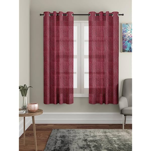 Image of Amazon Brand - Solimo Polyester Sheer Jacquard Window Curtains 