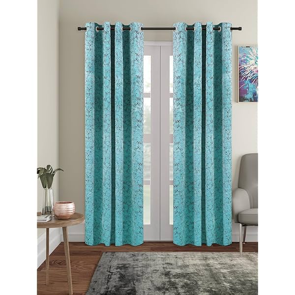 Image of Amazon Brand - Solimo Polyester Velvet Copper Printed Long Door Curtains