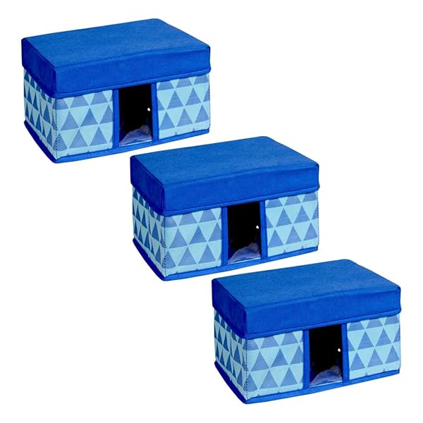 Image of Amazon Brand - Solimo Printed Fabric Rectangular Storage Box, Small, Set of 3, Medical Blue