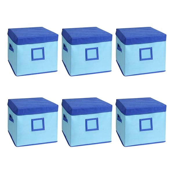 Image of Amazon Brand - Solimo Square Fabric Storage Box with Lid