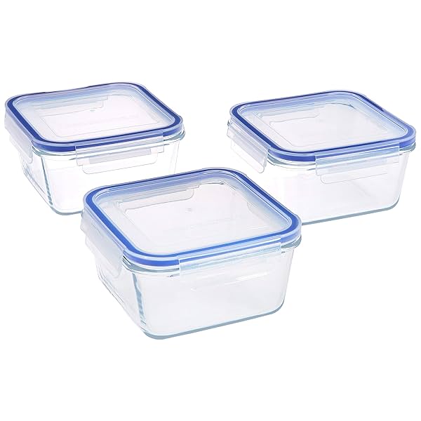 Image of Amazon Brand - Solimo Square Glass Storage Container Set