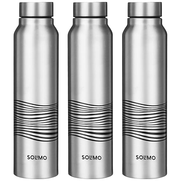 Image of Amazon Brand - Solimo Stainless Steel Bottles Set of 3 970ml