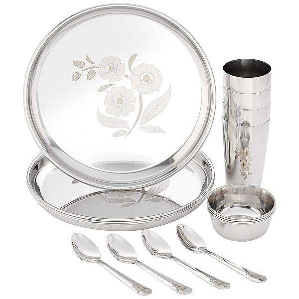 Image of Amazon Brand - Solimo Stainless Steel Dinnerware Set, 16 Pieces