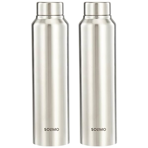 Image of Amazon Brand - Solimo Stainless Steel Water Bottle (Pack of 2)