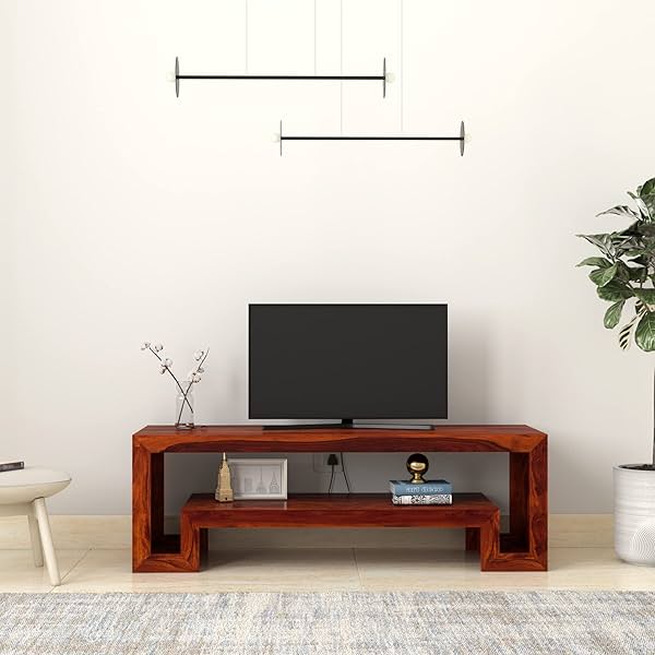 Image of Amazon Brand - Solimo Teleos Sheesham Wood TV Cabinet, Honey Finish