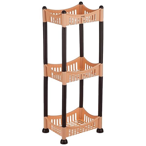 Image of Amazon Brand - Solimo Three-Tier Multipurpose Plastic Rack for Kitchen