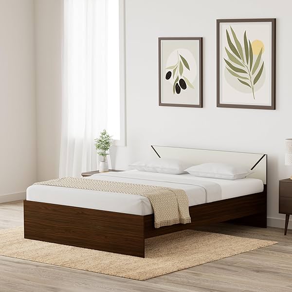 Image of Amazon Brand - Solimo Tucana Engineered Wood Walnut Finish Queen Bed