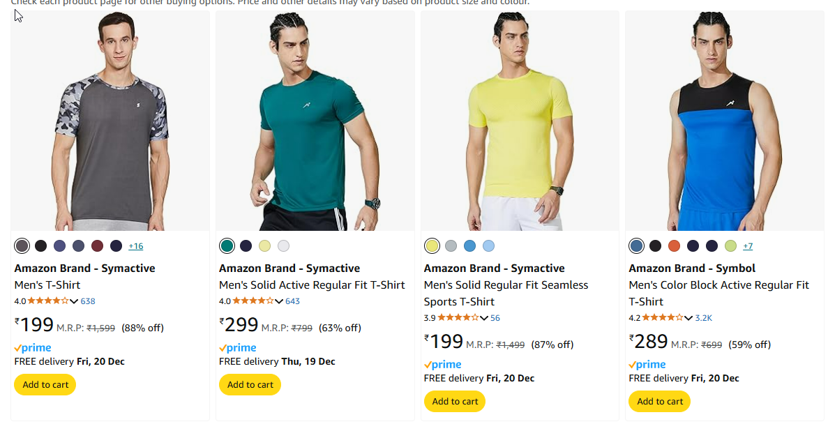 Image of Amazon Brand - Symactive Men's T-Shirt starting at ₹199 upto 88% Off