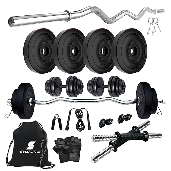 Image of Amazon Brand - Symactive PVC 10 Kg Home Gym Set