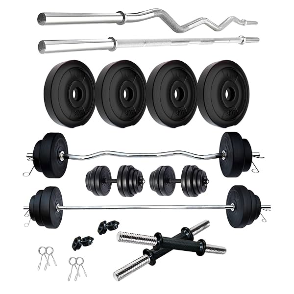 Image of Amazon Brand - Symactive PVC 12 Kg Home Gym Set 