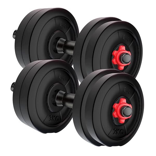 Image of Amazon Brand - Symactive PVC 20Kg Adjustable Dumbbells Fitness Kit