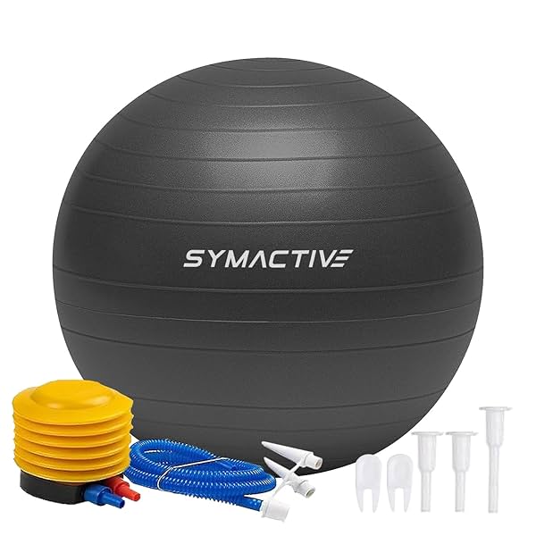 Image of Amazon Brand - Symactive Swiss Ball with Foot Pump