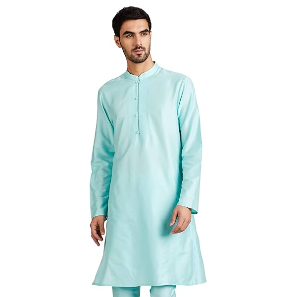 Image of Amazon Brand - Symbol Men's Rayon Blend Festive Solid Long Kurta