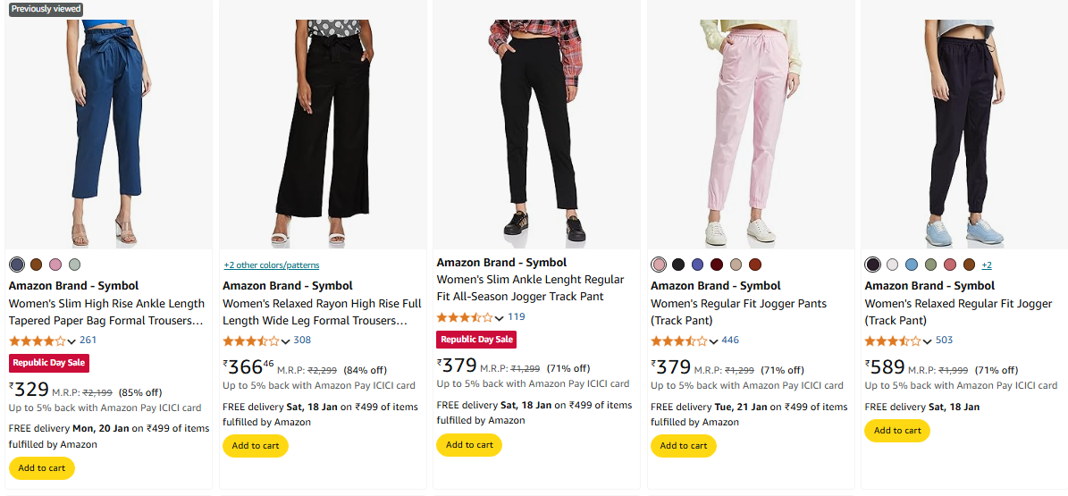 Image of Amazon Brand-Symbol Women's Formal Trousers minimum 70% Discount