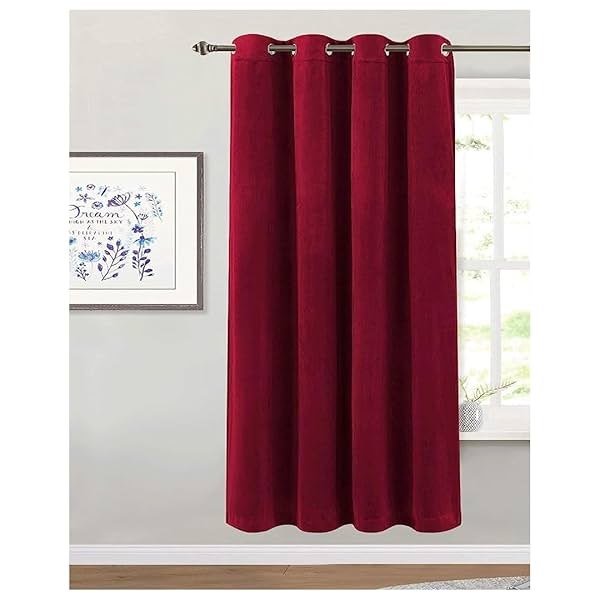 Image of Amazon Brand - Umi Room Darkening Plain Velvet Eyelet Window Curtains