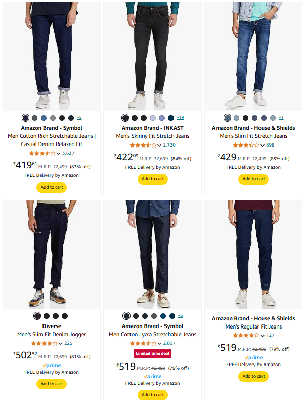 Image of Amazon Brands Men's Jeans Minimum 75% Discount