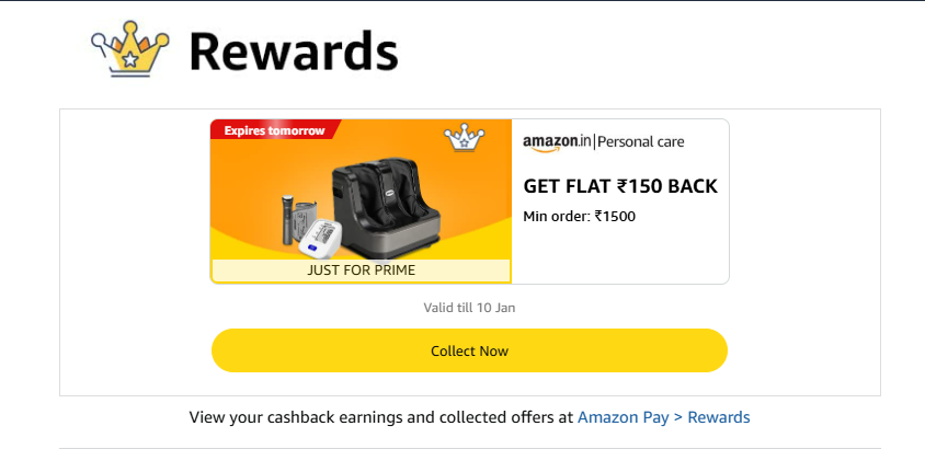 Image of Amazon Presonal Care Rewards: Flat ₹150 Cashback On Minimum Order of ₹1500 