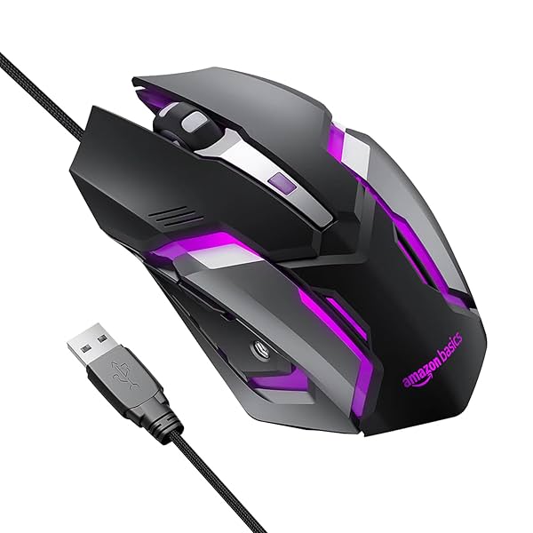 Image of AmazonBasics Optical USB Gaming Mouse 3200 DPI 7 LED 6 Buttons