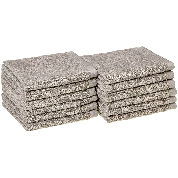 Image of AmazonBasics Quick-Dry Face Towel - 100% Cotton - 400 GSM - Pack of 12