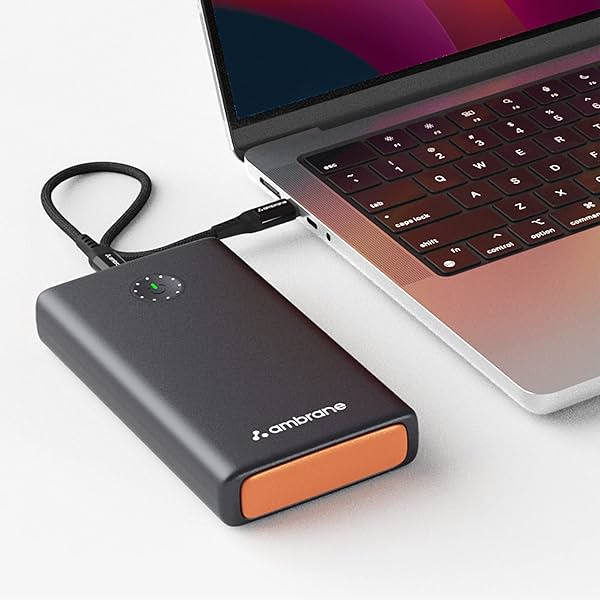 Image of Ambrane 100W Fast Charging Powerbank for MacBook, Type C Laptop & Mobile Charging, 25,000mAh Battery