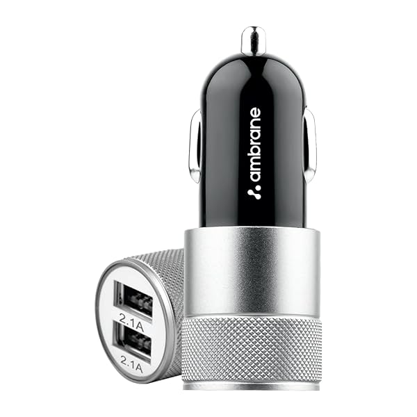 Image of Ambrane 12W Fast Car Charger Dual USB Output Multi-Layer Protection