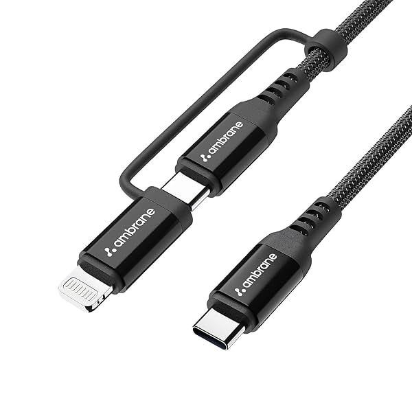 Image of Ambrane 2-in-1 Type-C & Lightning Cable with 60W Fast Charging