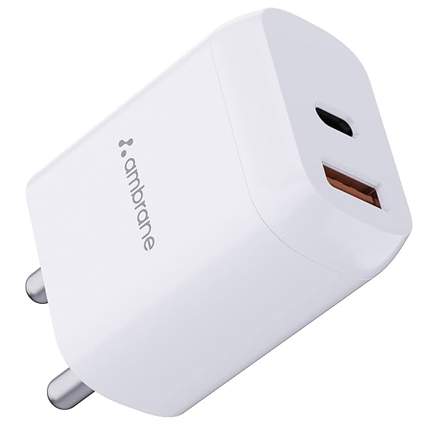 Image of Ambrane 30W Dual Output Fast Charger/Adapter with QC & PD Technology for iPhone