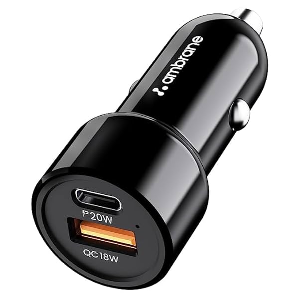 Image of Ambrane 38W Fast Car Charger with Dual Output, Quick Charge 3.0 and Power Delivery