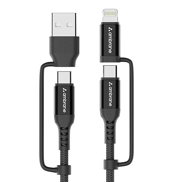 Image of Ambrane 4-in-1 Type-C & Lightning Cable with 60W Fast Charging