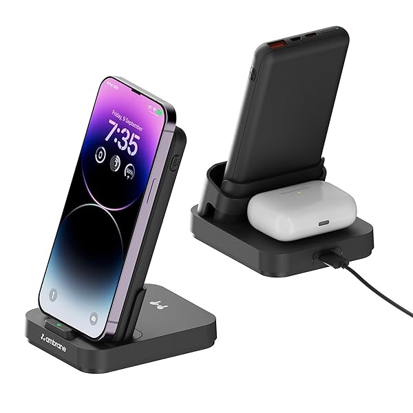 Image of Ambrane 4 in 1 Wireless Charging 10000mAh Power Bank