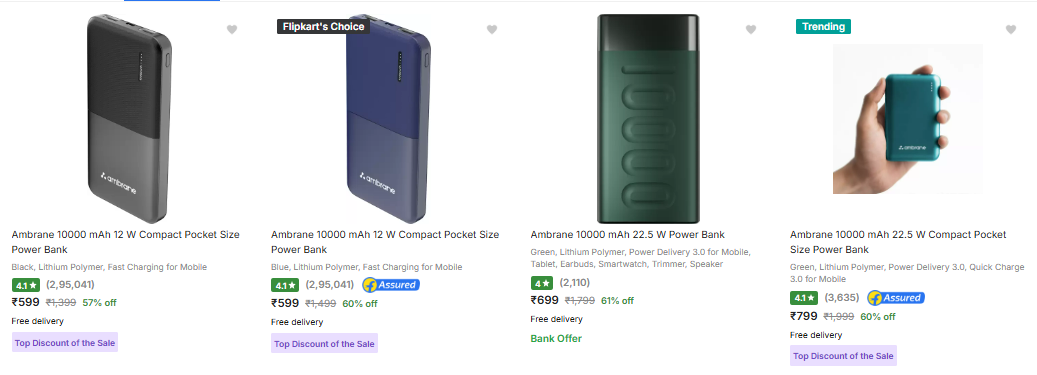 Image of Ambrane Power Banks up-to 67% off starting At ₹599