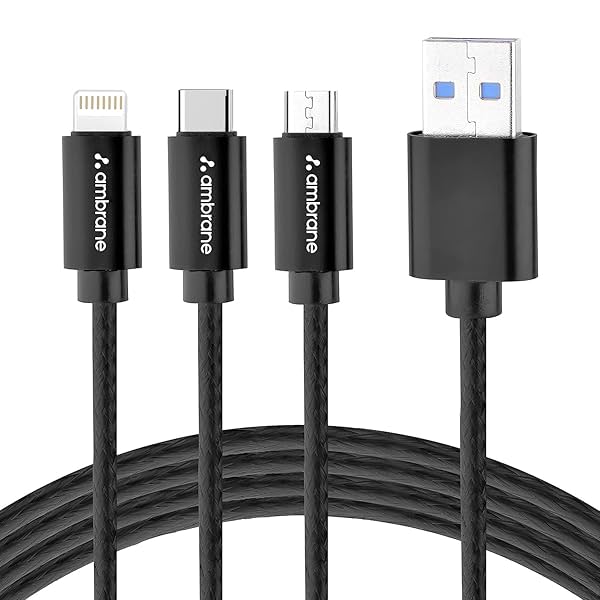 Image of Ambrane Trio-11 USB Fast Charging Cable 3 in 1 1.25M