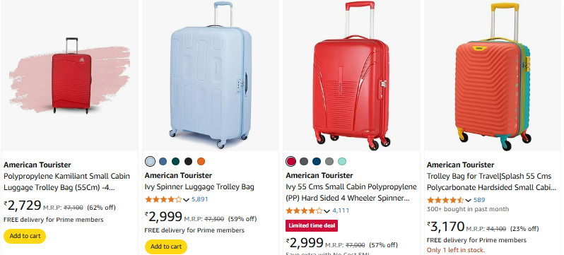 Image of American Tourister Polypropylene Trolley Bags Starting at ₹2729 @ #Amazon