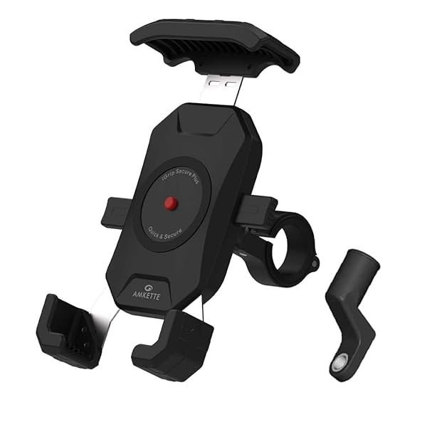 Image of Amkette iGrip Secure Plus Mobile Holder for Bike/Scooters | Anti Shake Dual Mount Design