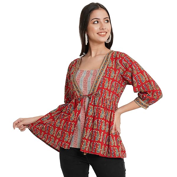 Image of Anarva Jaipuri Cotton Shrug Top