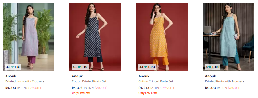 Image of Anouk Printed Regular Pure Cotton Kurta with Trousers Starting Price @₹373