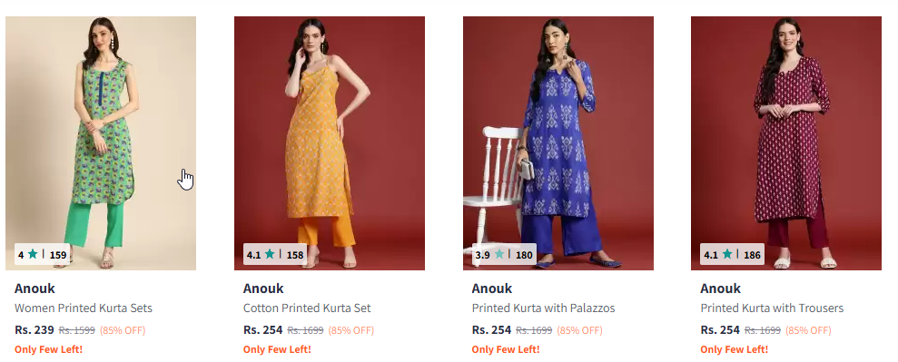 Image of Anouk Women Printed Regular Kurta With Trousers Starting At @₹239 