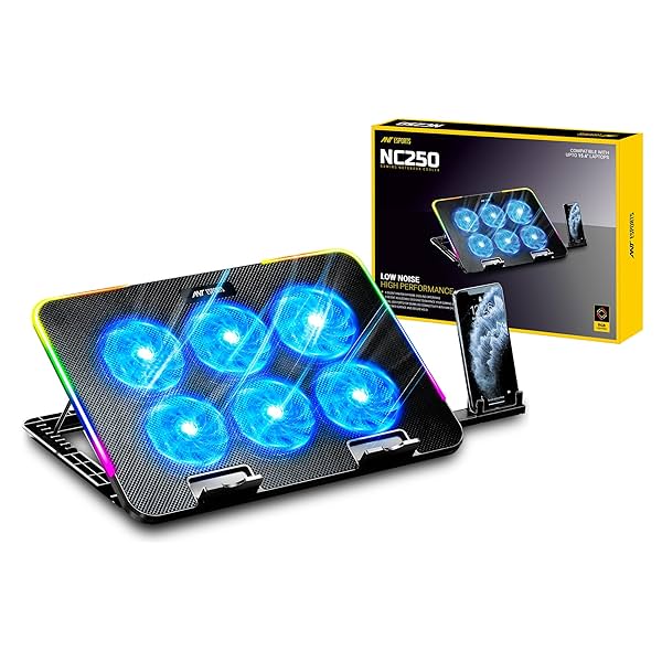 Image of Ant Esports NC250 RGB Laptop Cooling Pad, Laptop Cooler with Mobile Holder 6 Quite Fans