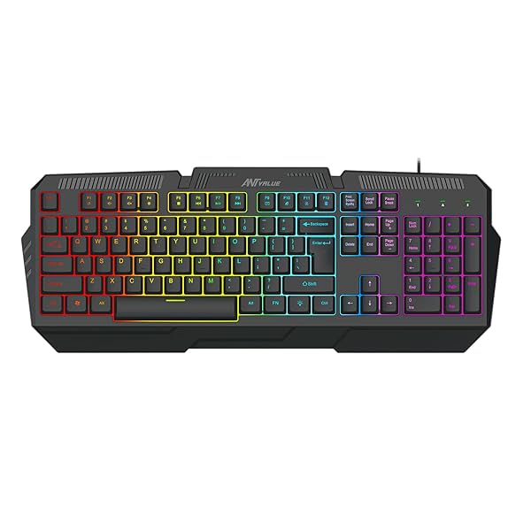 Image of Ant Value Wired Membrane Gaming Keyboard with Backlit 7-Color Rainbow LED