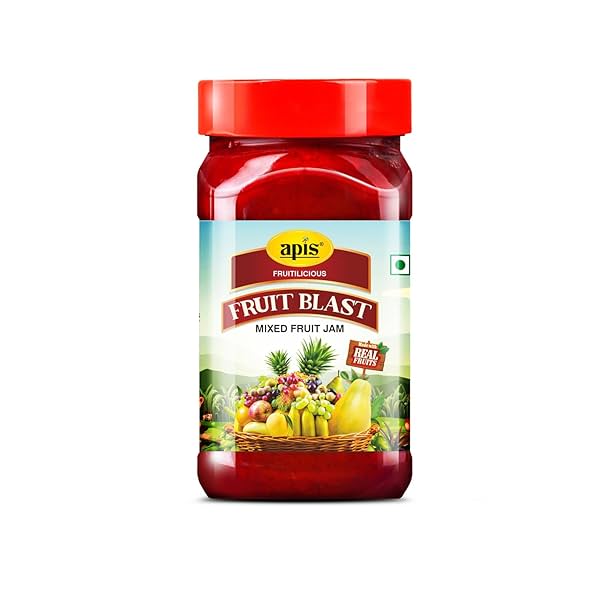 Image of Apis Fruit Blast Mixed Fruit Jam for Breakfast with Real Fruit Ingredients Made with 7 Type of Fruit Pulp | 