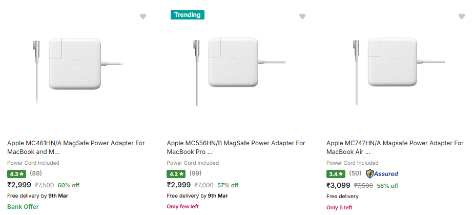 Image of Apple Laptop Adapters @ Up to 60% Discount