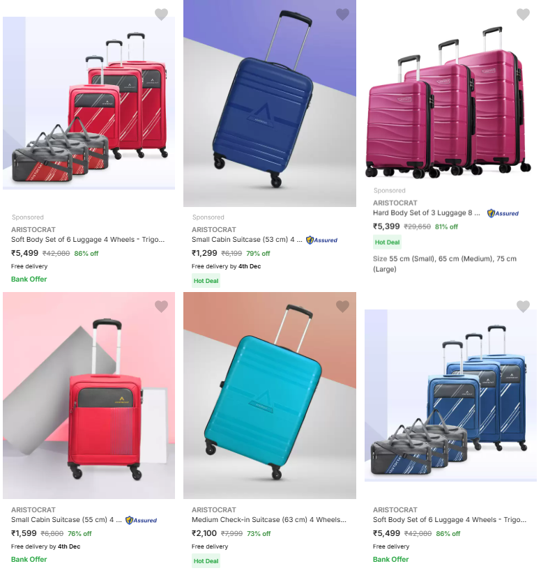 Image of Aristocrat Brand Suitcases @ Minimum 75% Discount