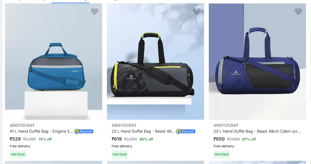 Image of Aristocrat Duffel Bags starting at just ₹529