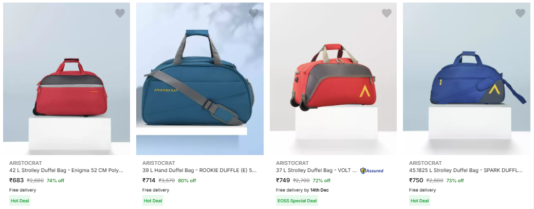 Image of Aristocrat Duffel Bags up to 80% Discount