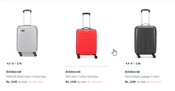 Image of Aristocrat FENCER Textured Water Resistant Hard Cabin Trolley Bag Starting @ ₹1149