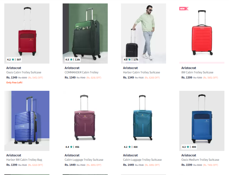 Image of Aristocrat Luggage Bags with a Minimum 80% Discount