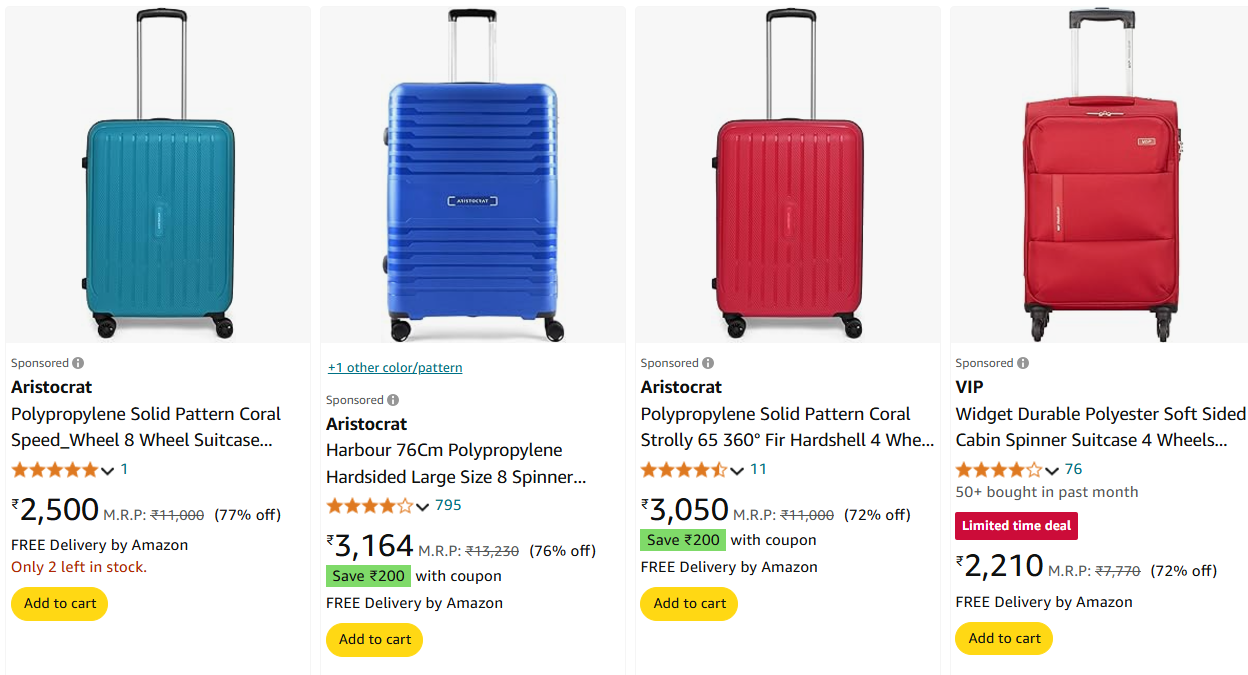 Image of Aristocrat Luggage upto 77% Discount